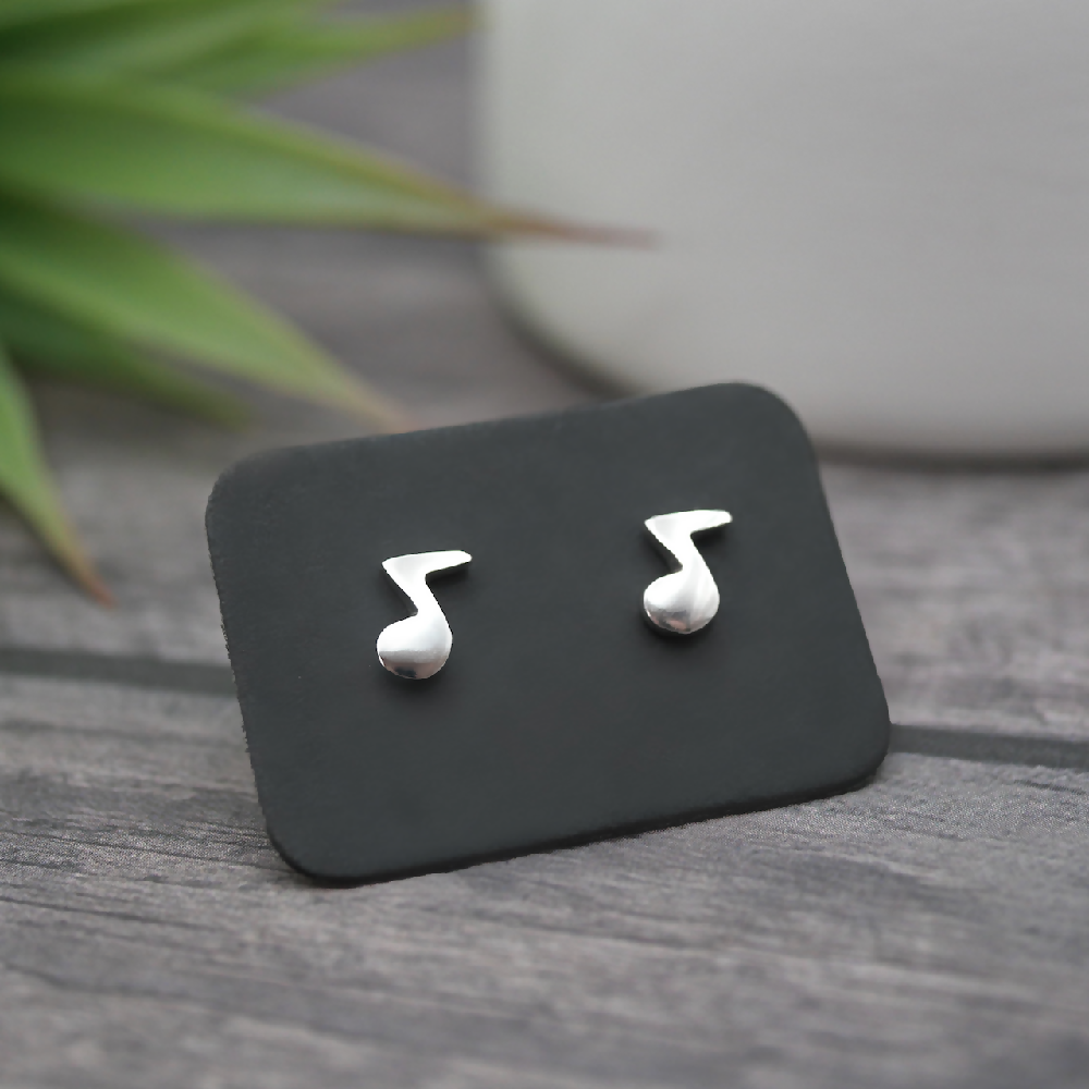 note studs sterling silver black card sml