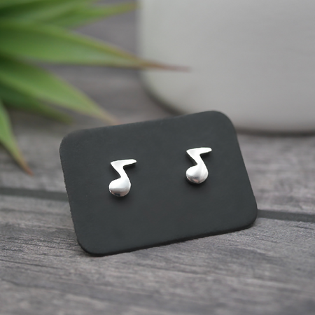 Note Studs - Handmade Sterling Silver Music Note Earrings