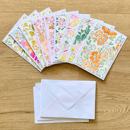 Set of 9 Original Hand Painted Notecards (j) Free Postage