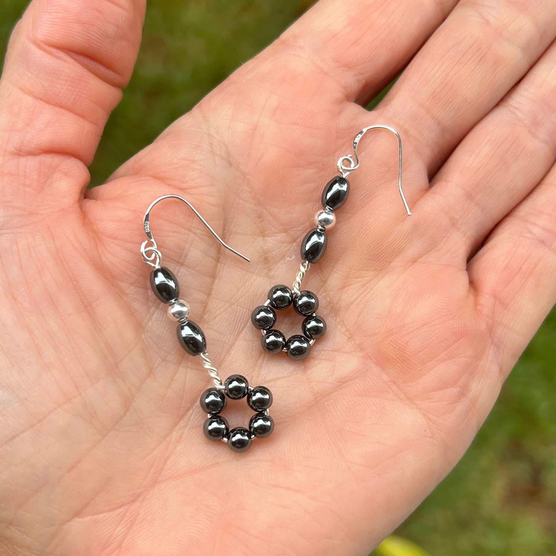 'Focus Baby' Repurposed Hematite beads, focus, calm, balance