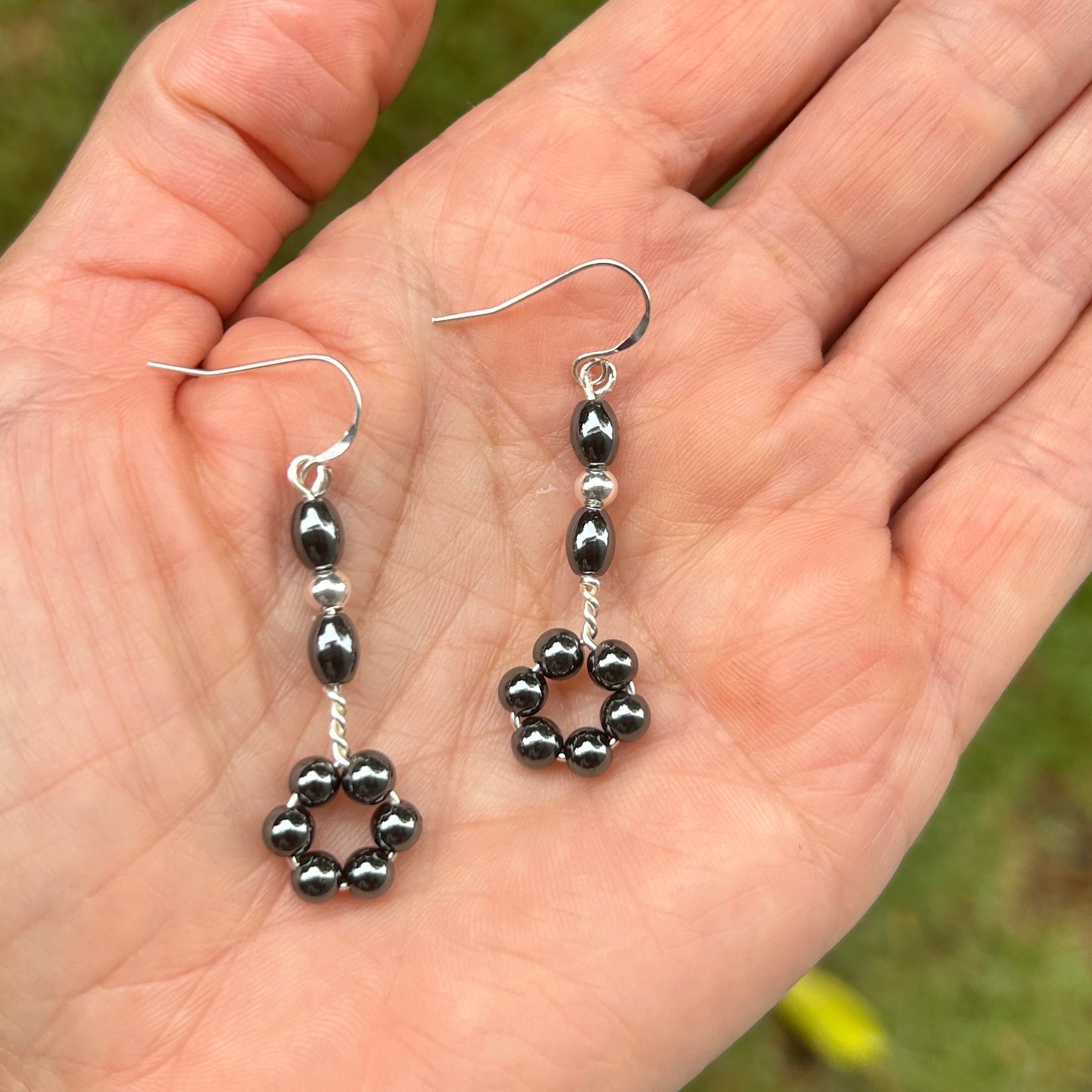 'Focus Baby' Repurposed Hematite beads, focus, calm, balance