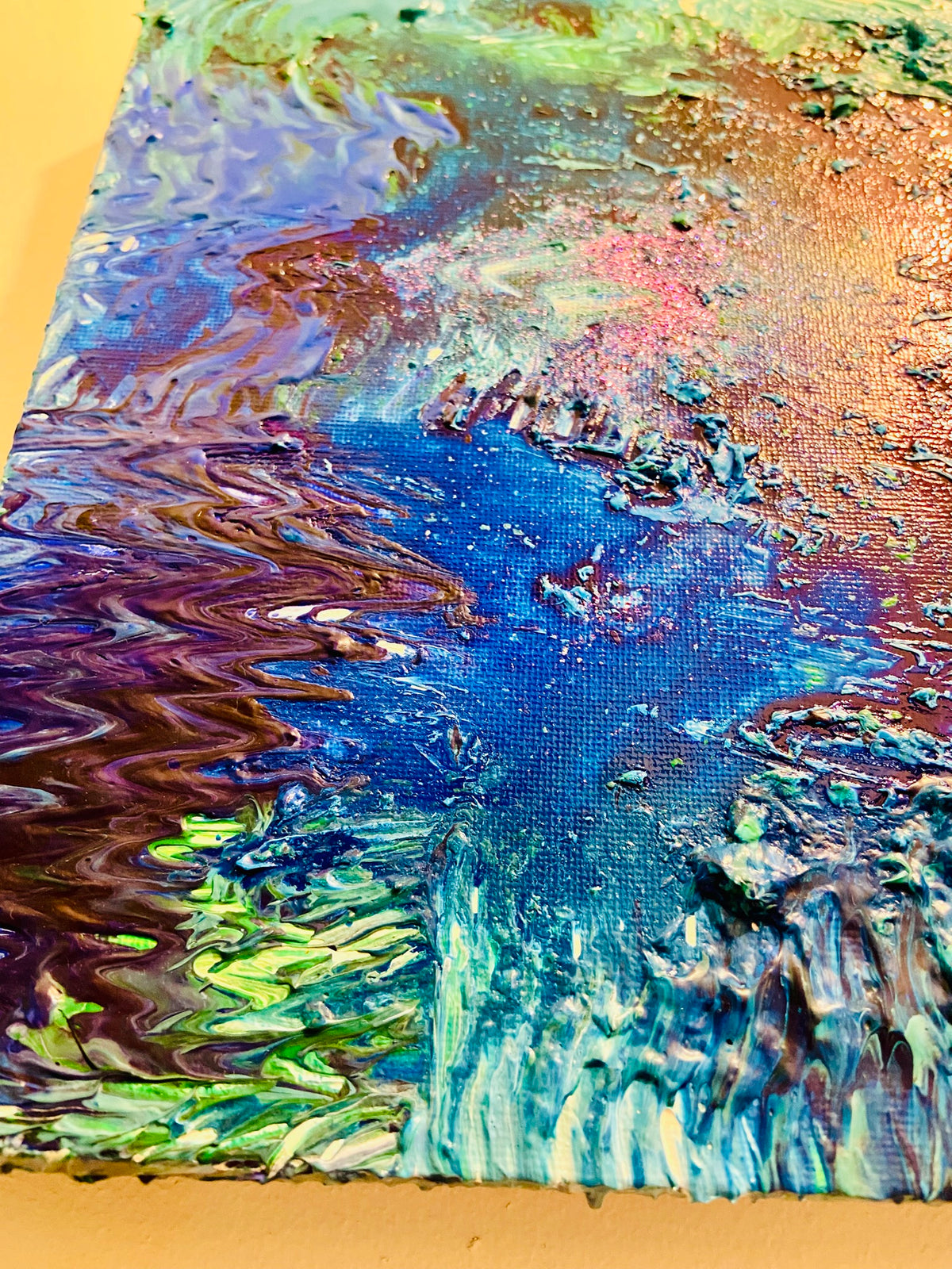 Island Reef ORIGINAL CANVAS PAINTING 25.4x25.4x3.5cm  by Margo Humphries