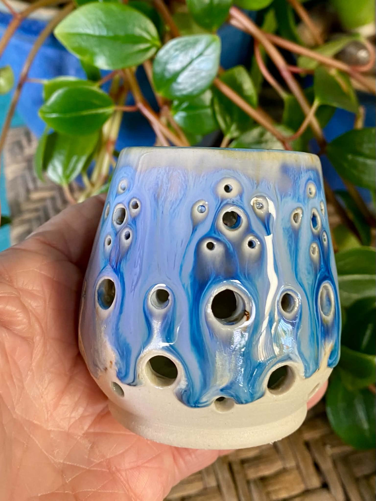 Handmade pottery tea light holders