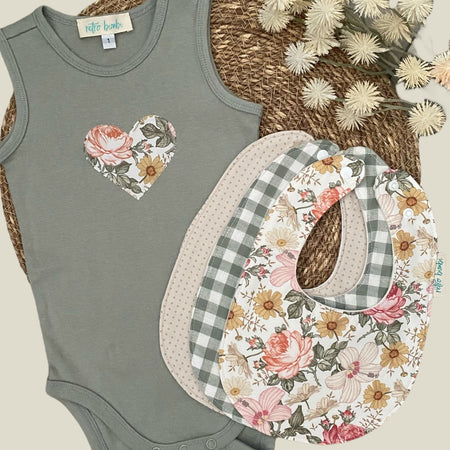 Onesie & Bibs set - Vintage Floral - Size 1
