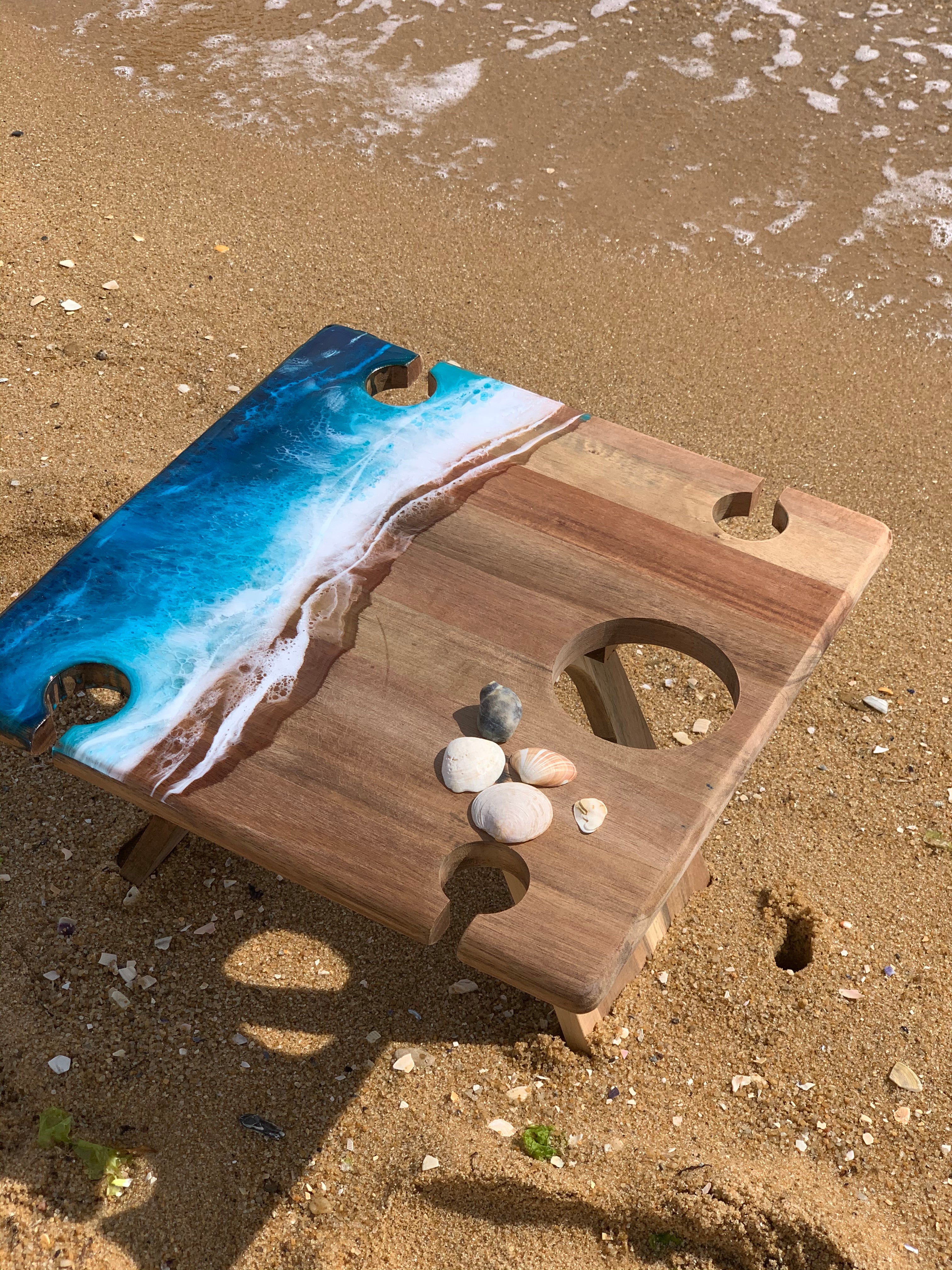 Waves | Picnic table | serving board | Ocean Resin waves | Christmas gift | Charcuterie board | Decor