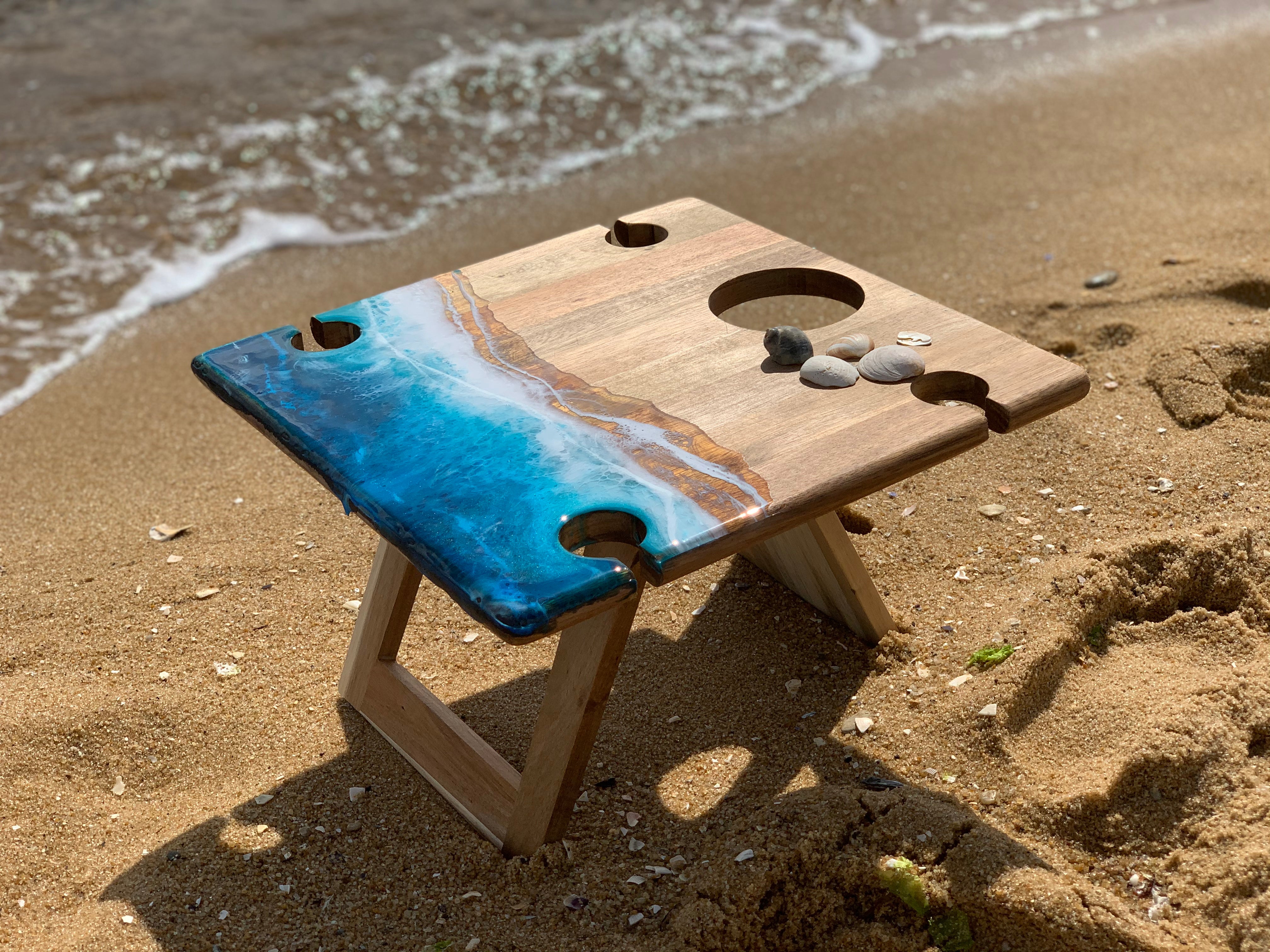 Waves | Picnic table | serving board | Ocean Resin waves | Christmas gift | Charcuterie board | Decor