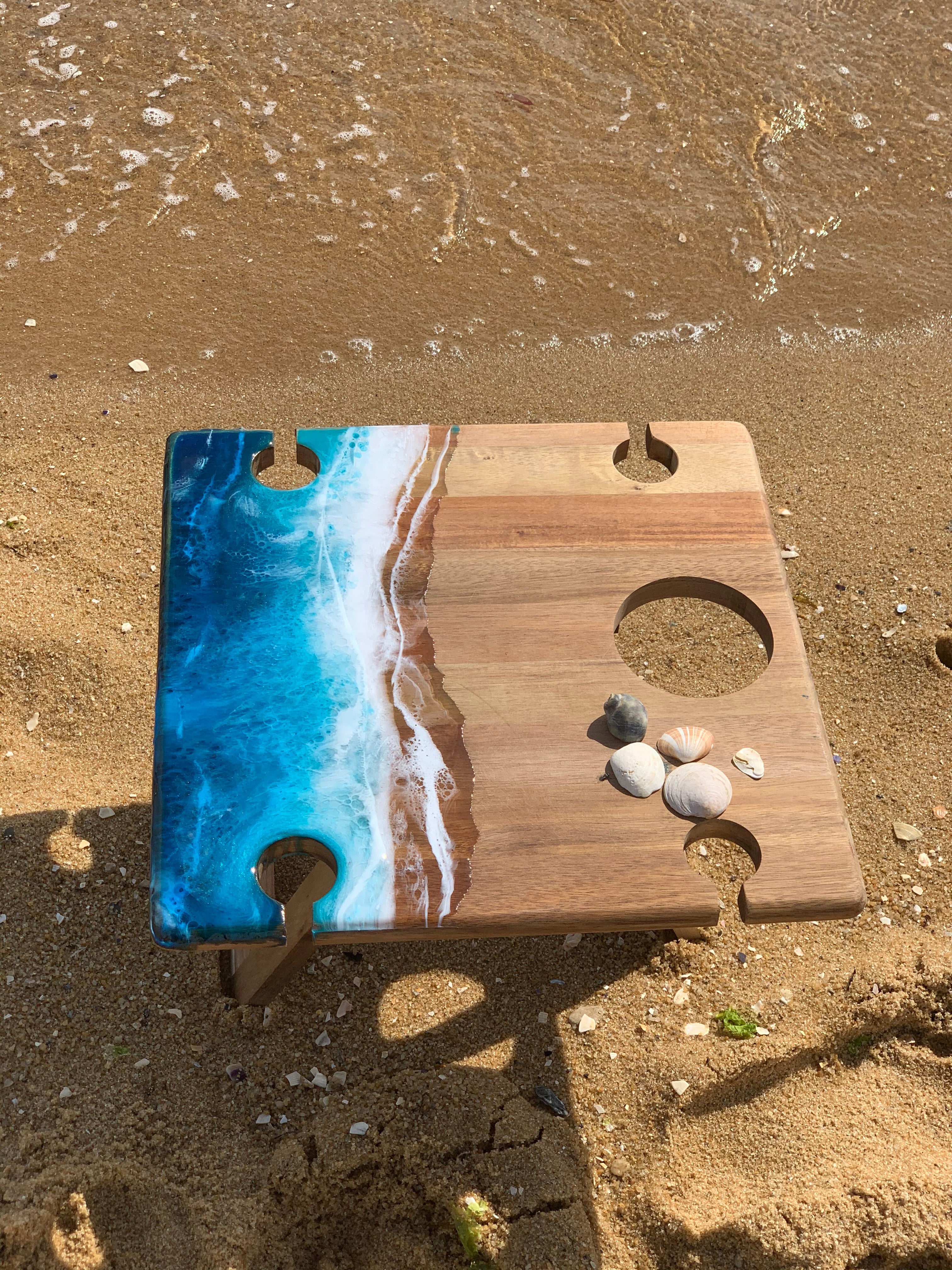 Waves | Picnic table | serving board | Ocean Resin waves | Christmas gift | Charcuterie board | Decor