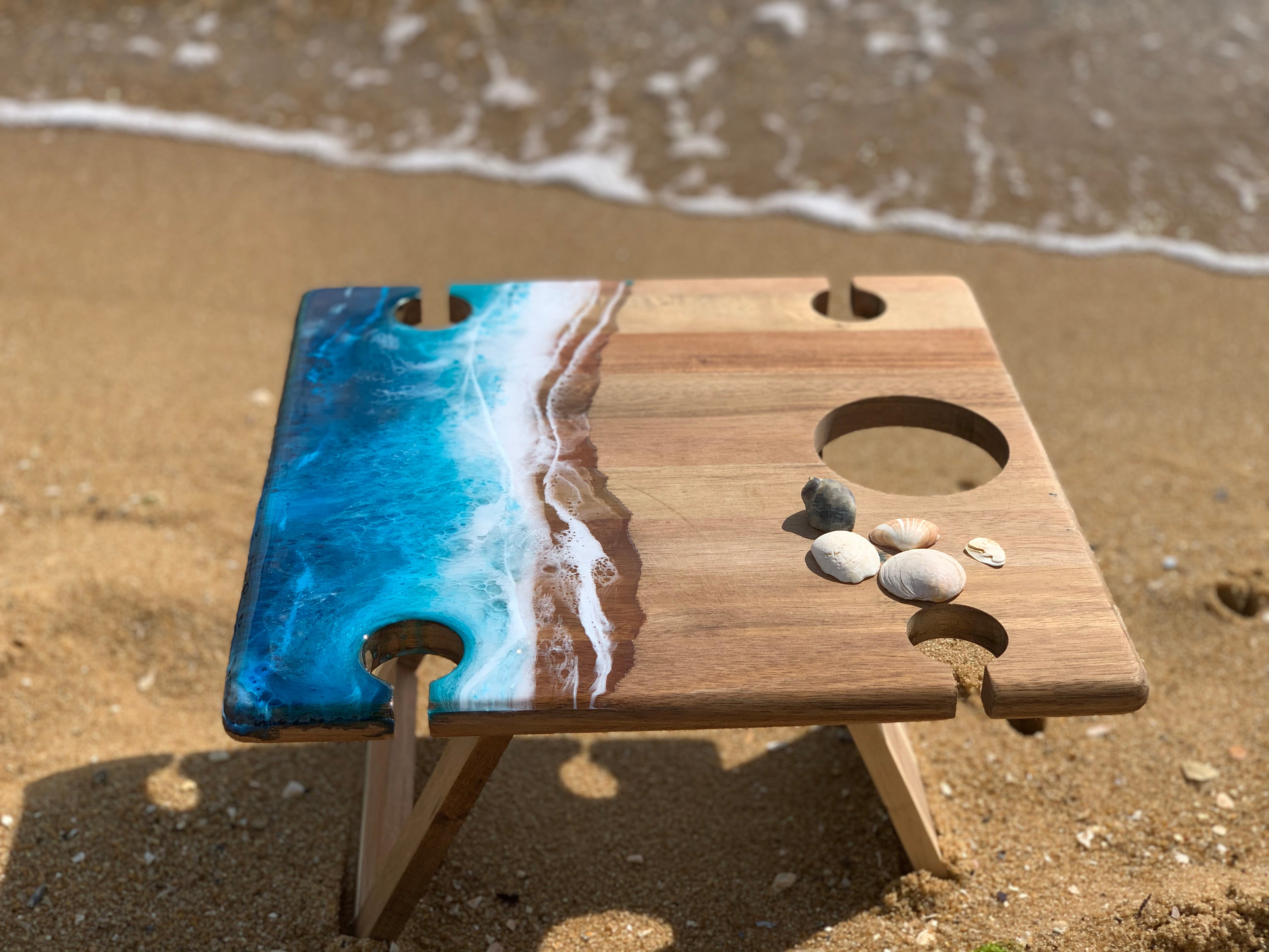 Waves | Picnic table | serving board | Ocean Resin waves | Christmas gift | Charcuterie board | Decor