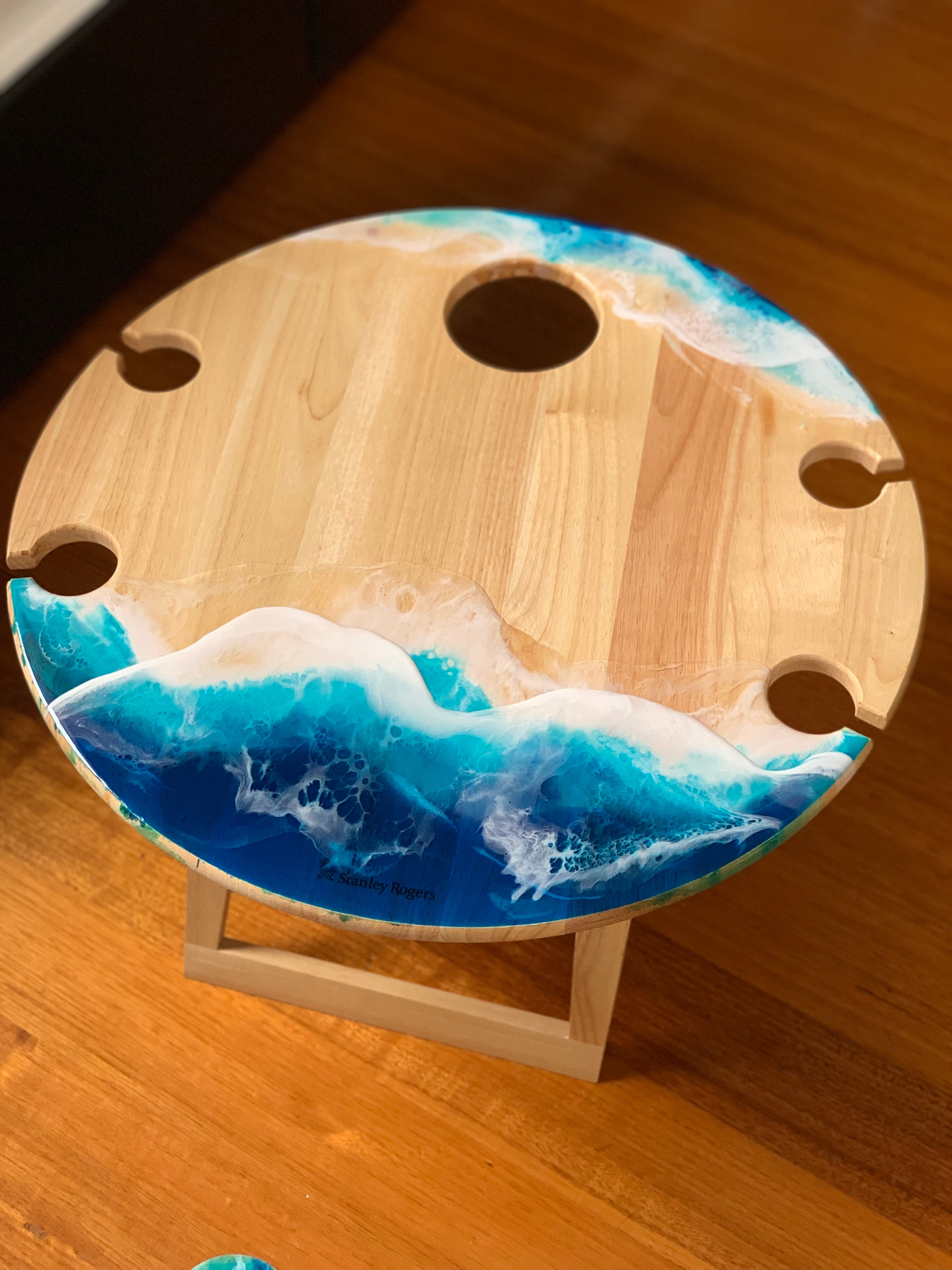 Waves | Picnic table | serving board | Ocean Resin waves | Christmas gift | Charcuterie board | Decor