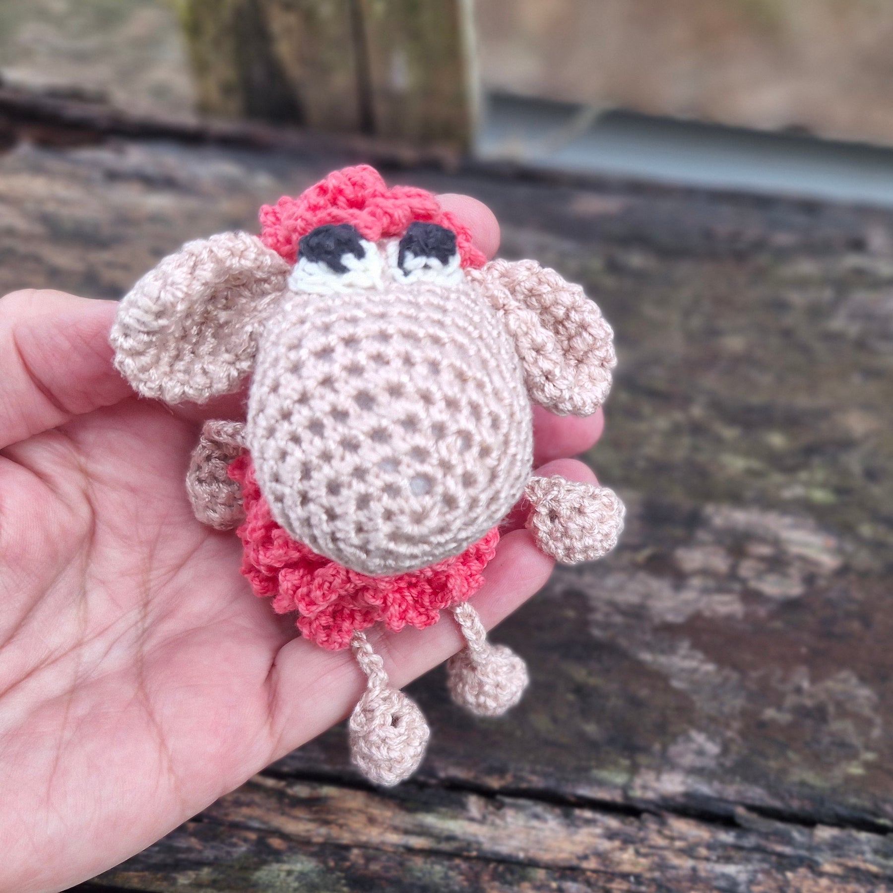 Adorable mini Hand-Crocheted Coral pink Sheep