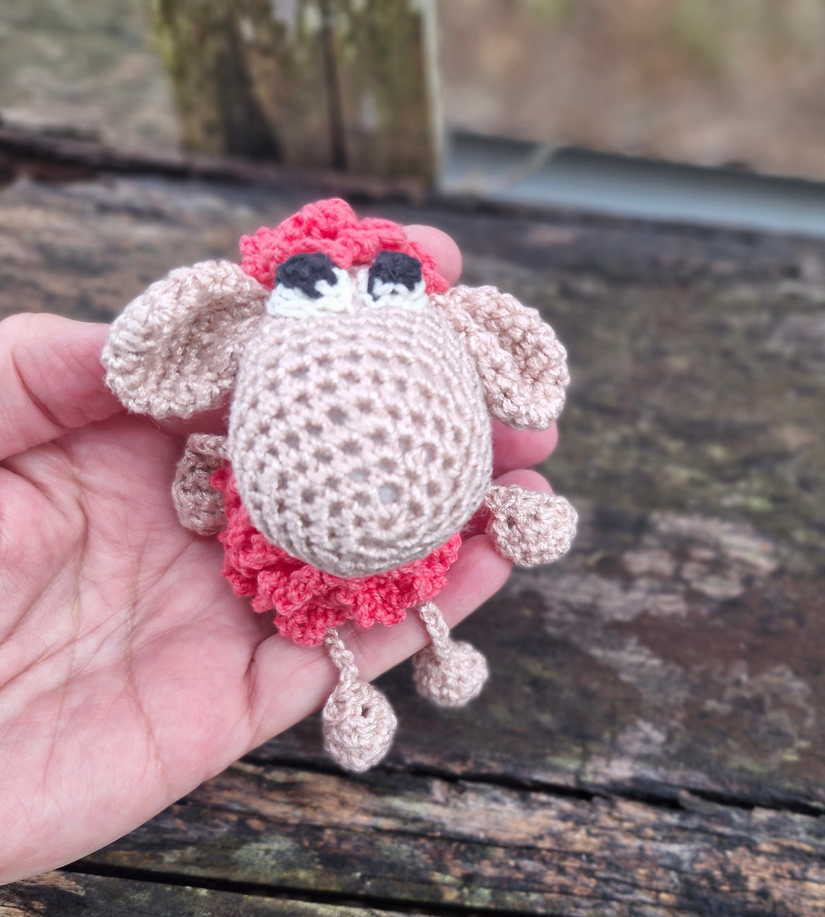 Adorable mini Hand-Crocheted Coral pink Sheep