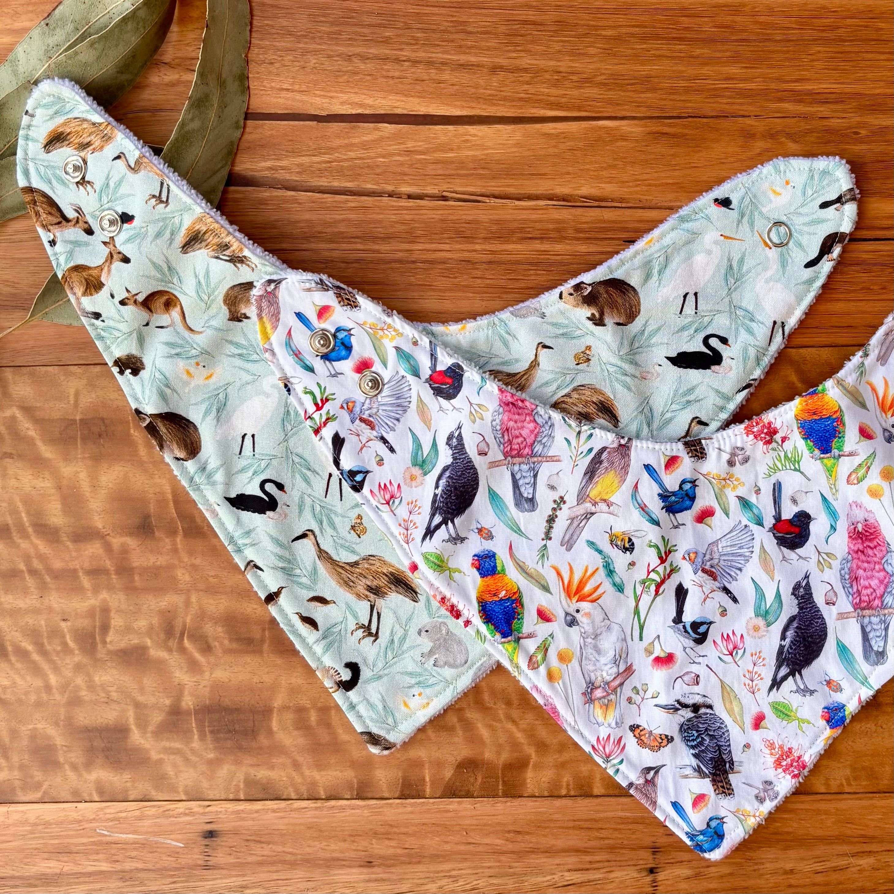 Australiana Baby Bib Set | Birdie Friends | Ready to Ship