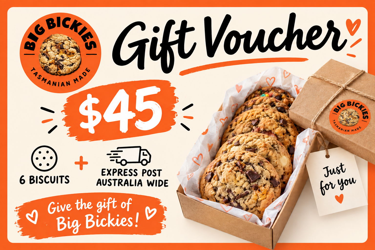 Big Bickies Gifted Box - Delivered to their door - Just like a gift voucher only better!