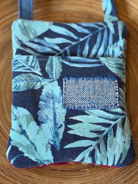 Crossbody Bag - Unique -  Embroidered  - Textile Art -  Collage