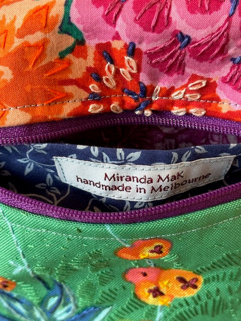 Crossbody Bag - Unique -  Embroidered  - Textile Art -  Collage