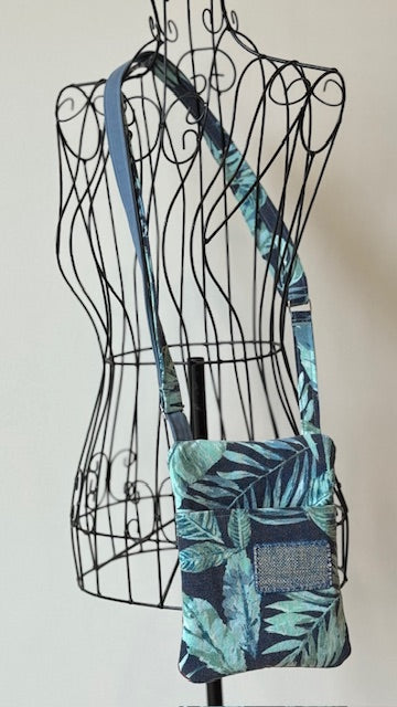 Crossbody Bag - Unique -  Embroidered  - Textile Art -  Collage