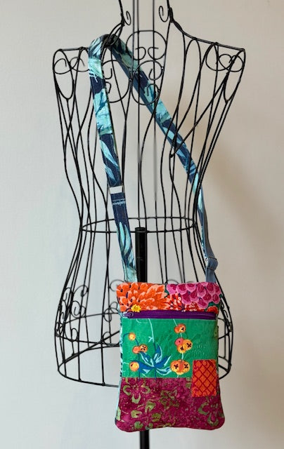 Crossbody Bag - Unique -  Embroidered  - Textile Art -  Collage