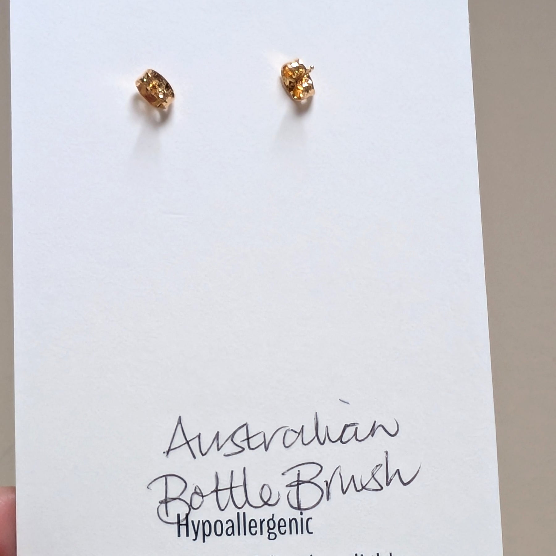 Real Bottle Brush flower Christmas Earrings Star Studs