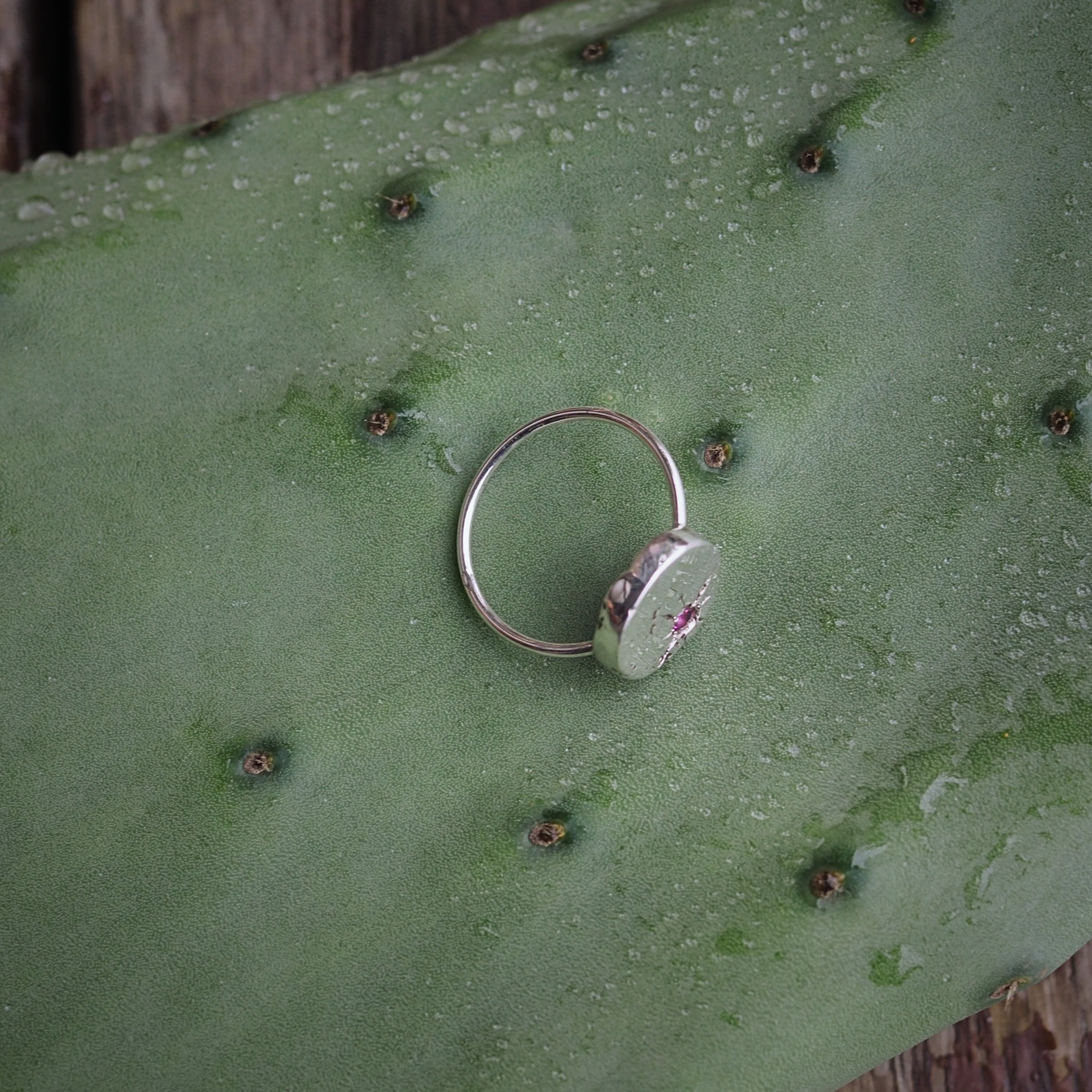 Pink Sapphire Sand Cast Ring | Sterling Silver