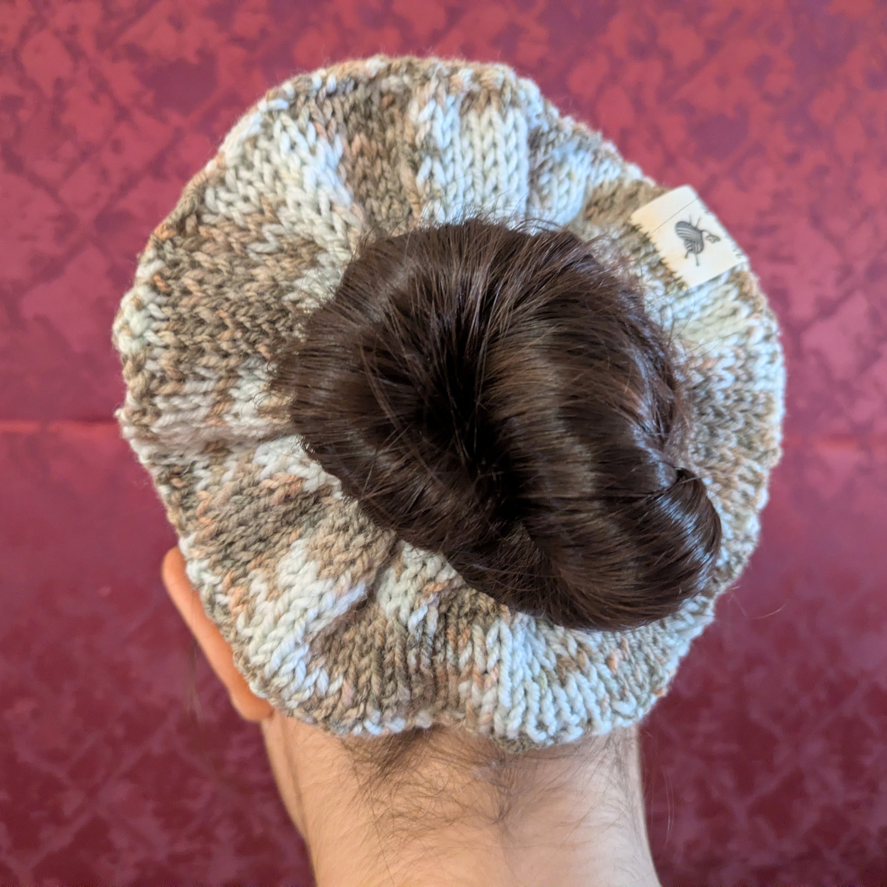 Retro 1980s Style Handknit Bun Topper Extra Large Hair Scrunchie