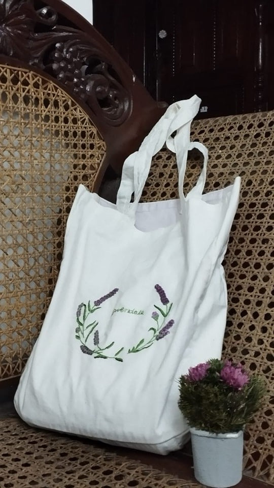 Hand Embroidered Tote Bag