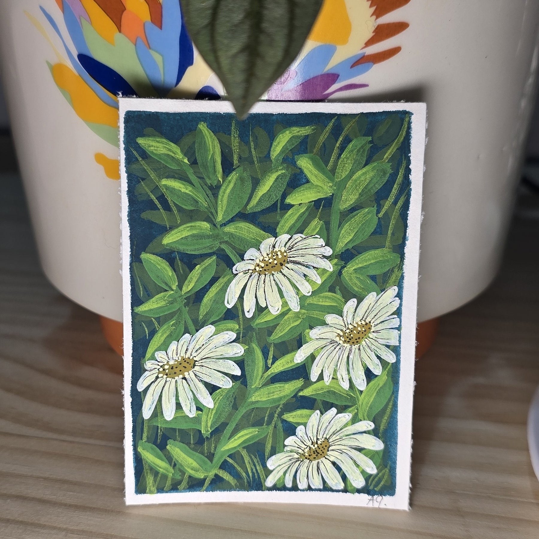 ACEO "Daisies #1" Mini Gouache 2.5x3.5 inches