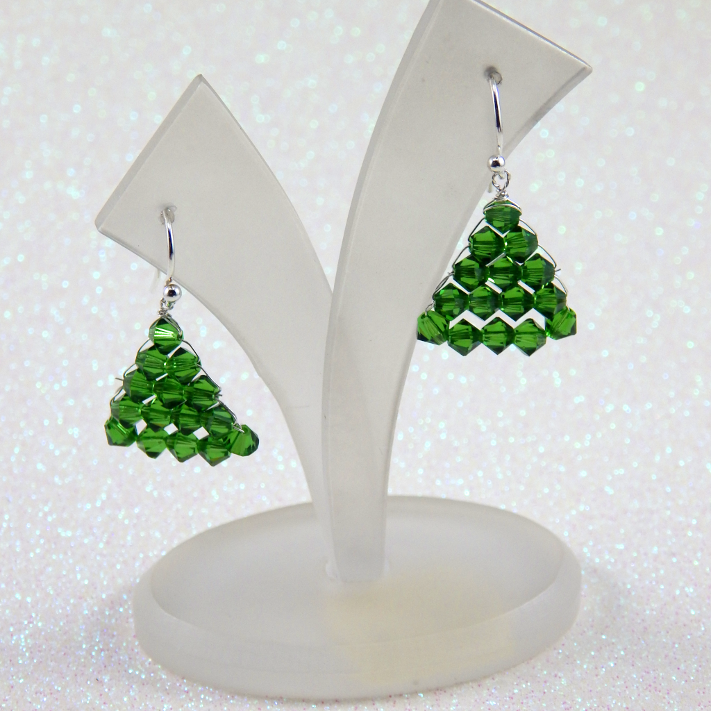 Christmas Earrings Green Swarovski Crystal ChrsitmasTree Earrings
