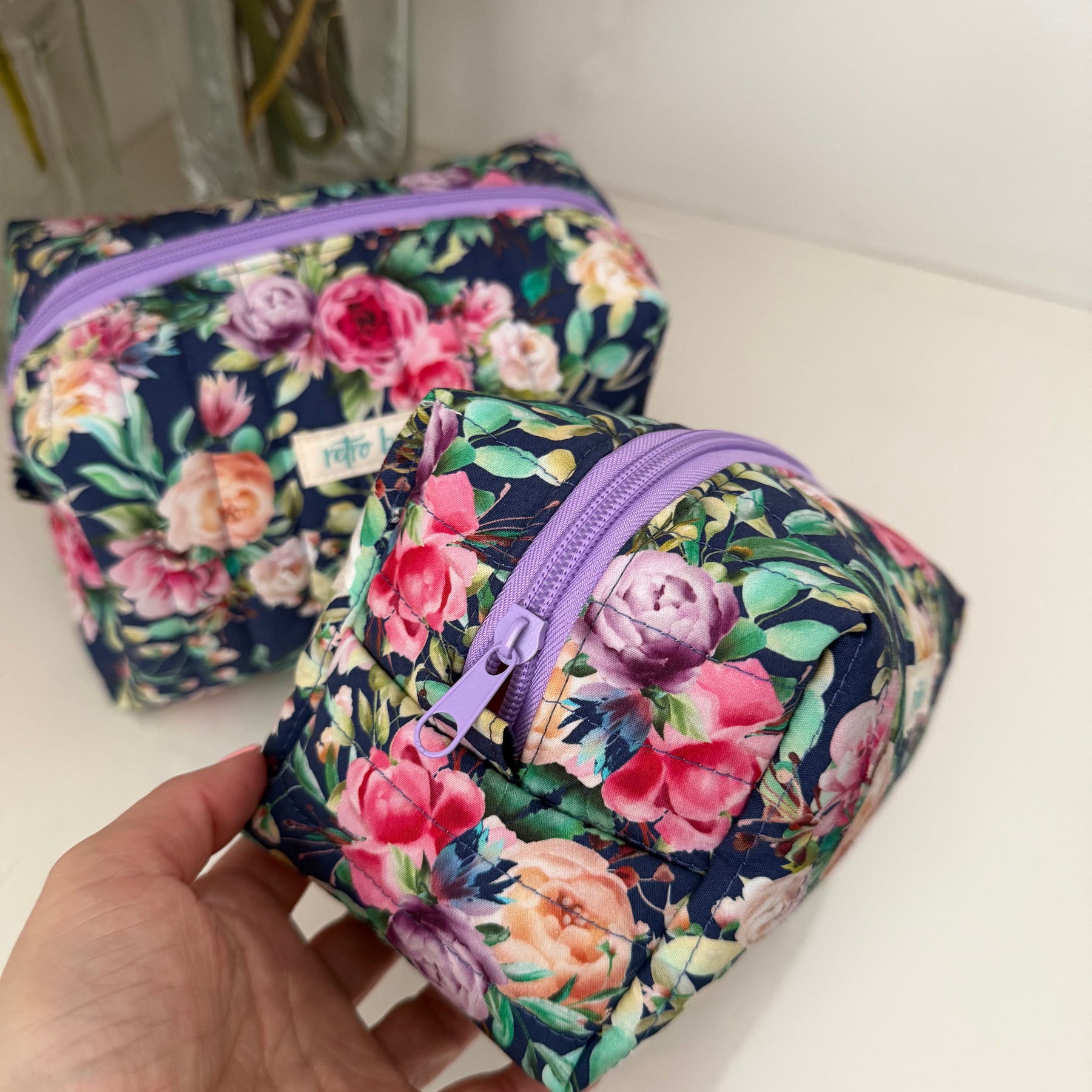 Floral Boxy Zipper Pouch - Blue Floral