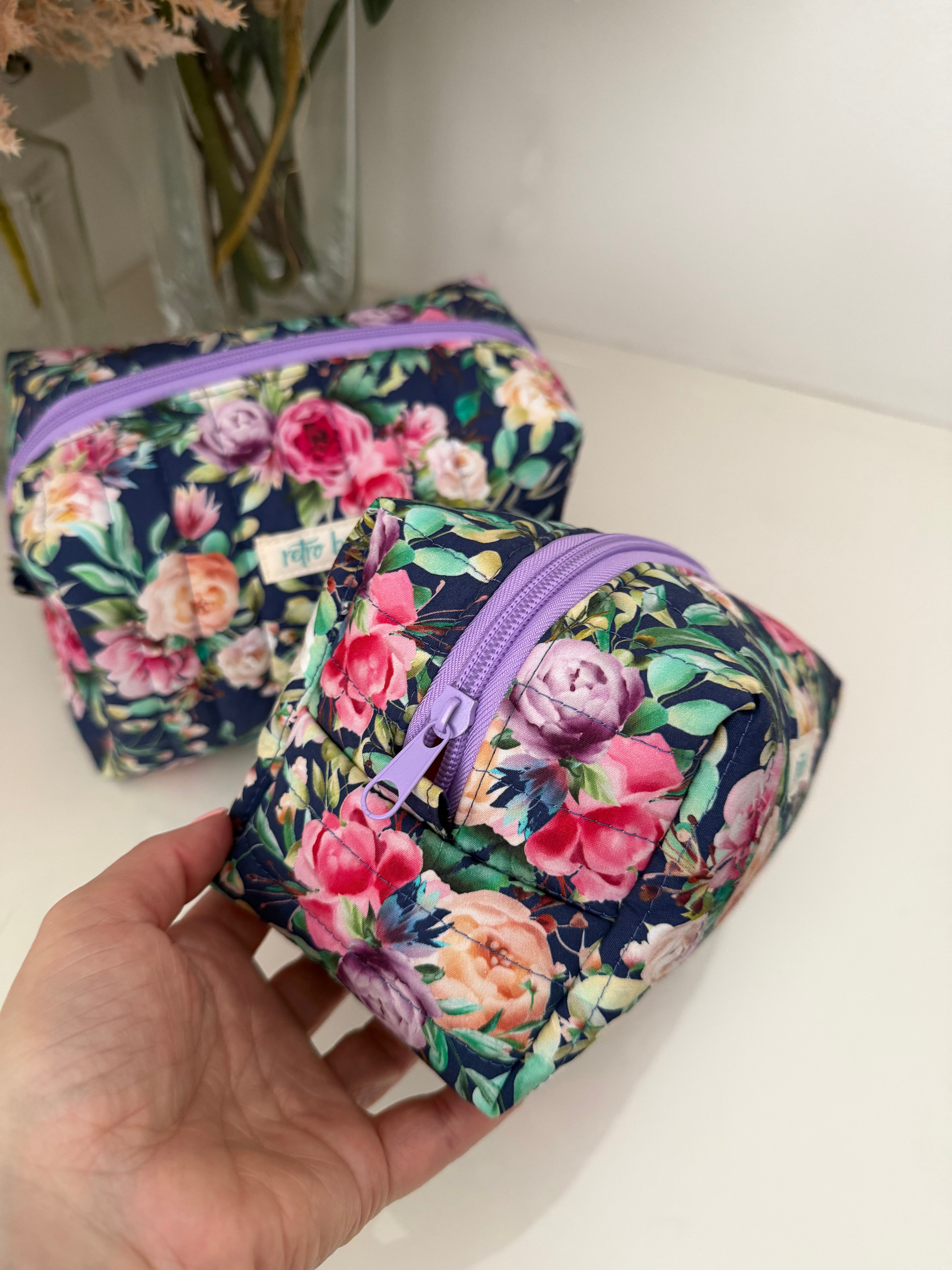 Floral Boxy Zipper Pouch - Blue Floral