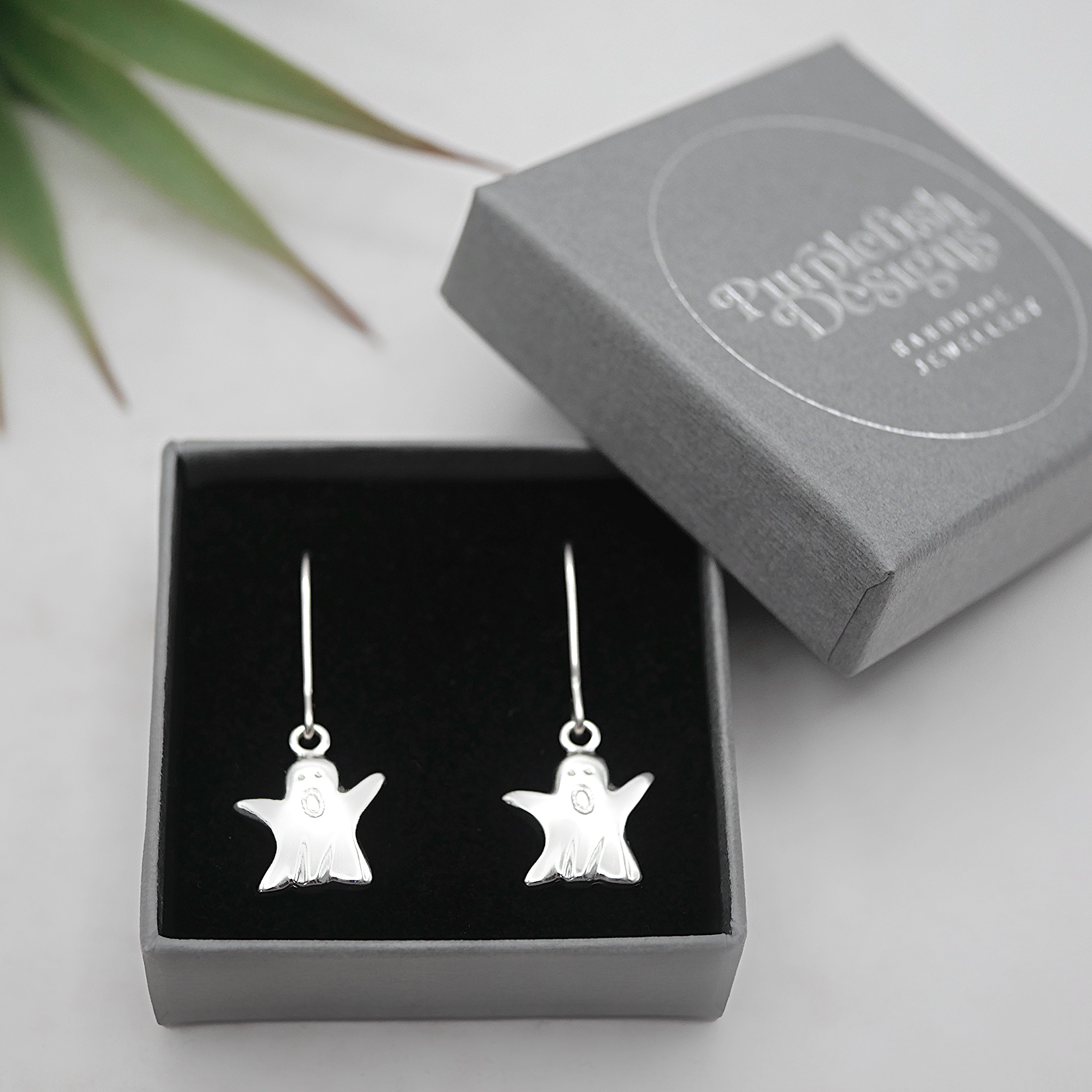 Spooky Earrings - Handmade Sterling Silver Ghost and Pumpkin Earrings