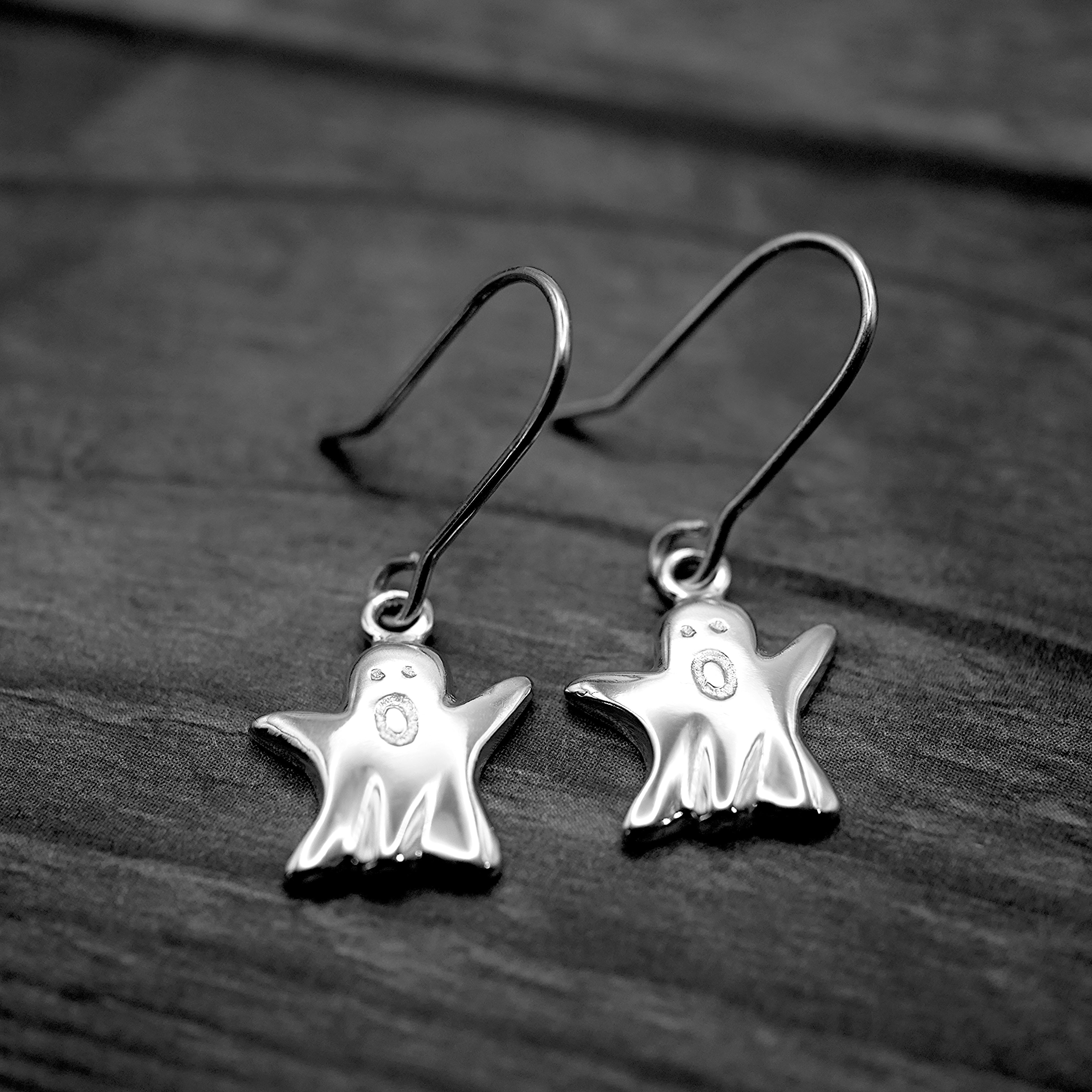 Spooky Earrings - Handmade Sterling Silver Ghost and Pumpkin Earrings