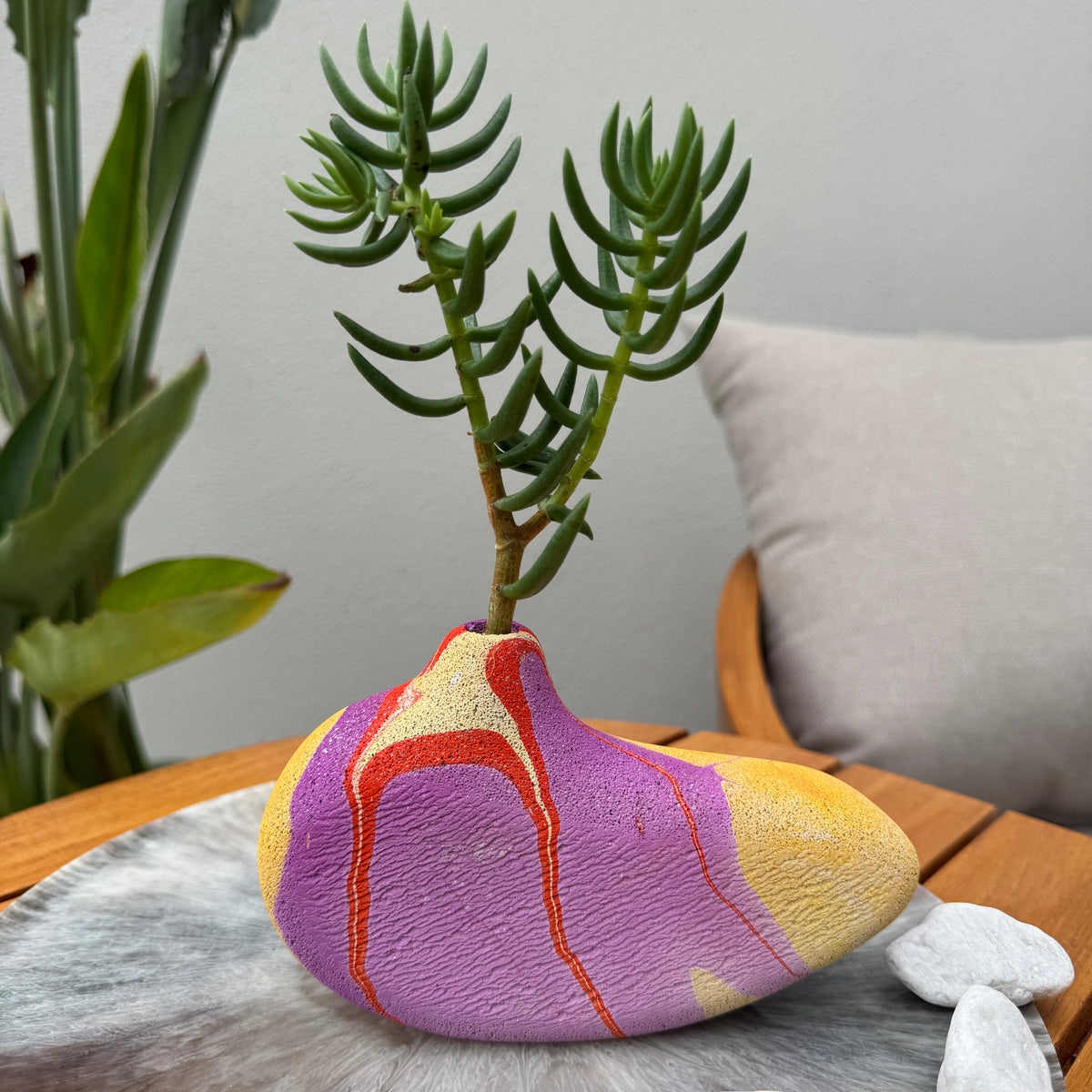 Lava Bird hand sculpted concrete test tube vase
