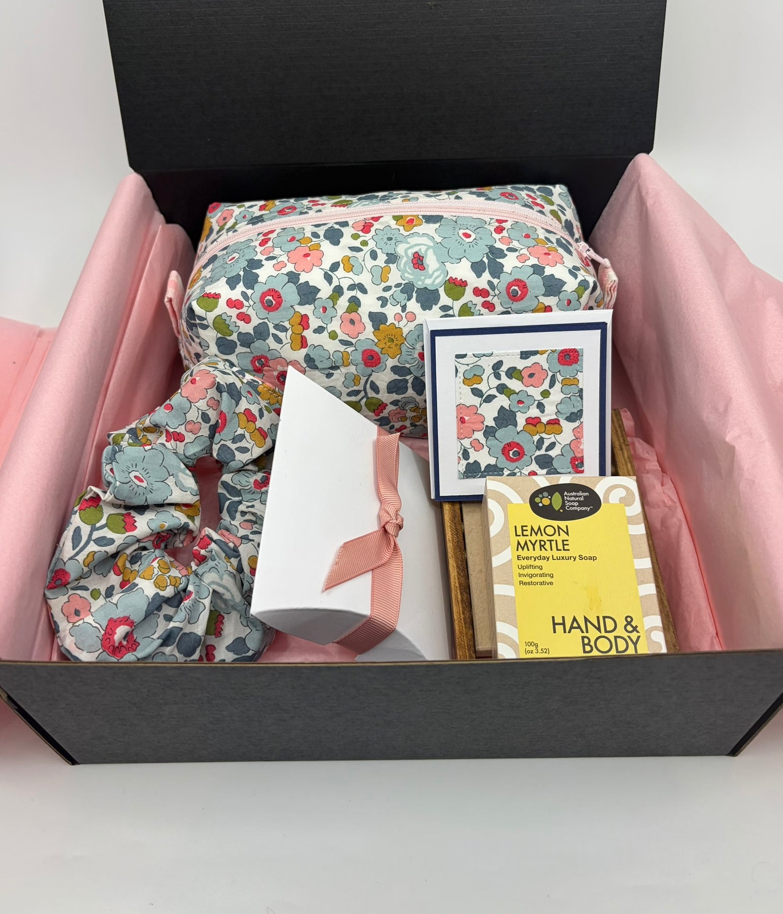 (Copy) Liberty Fabric Luxury Handmade gift box including a zipper pouch, ear rings and scrunchie