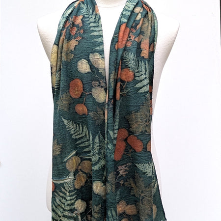 Pure wool botanical contact print scarf