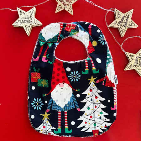 Christmas Baby Bib | Elves and Christmas Trees | Free Shipping