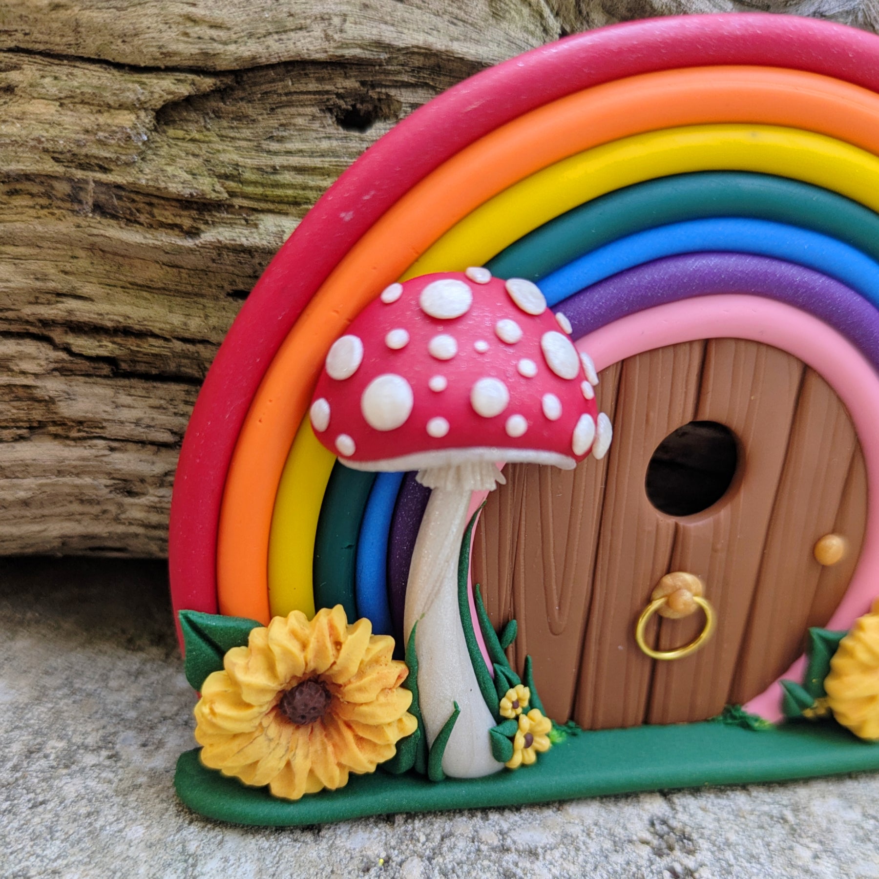 Mini Sunflower Rainbow Fairy Door