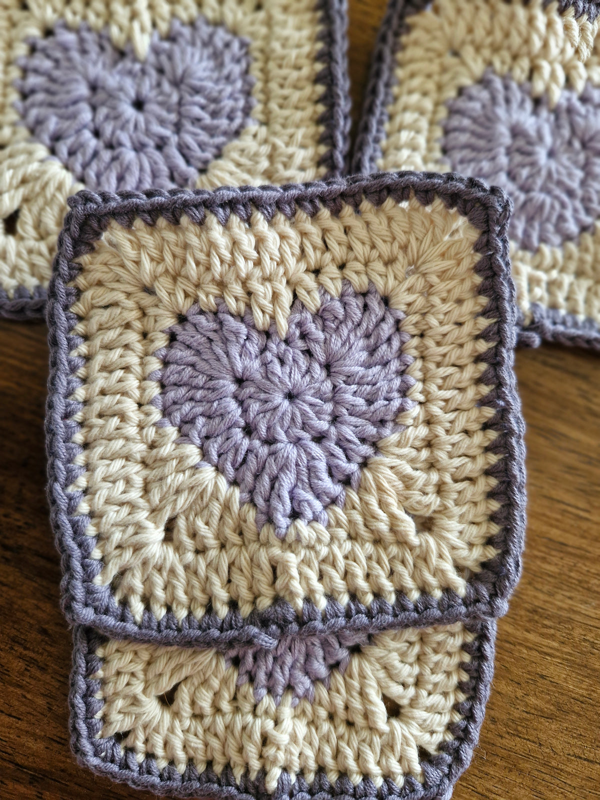Handmade Crochet Lavender Heart Coasters