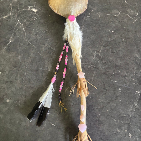 The Pink Rose Quartz Deer Rattle