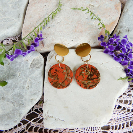 Terracotta Brown Polymer Clay Earrings 