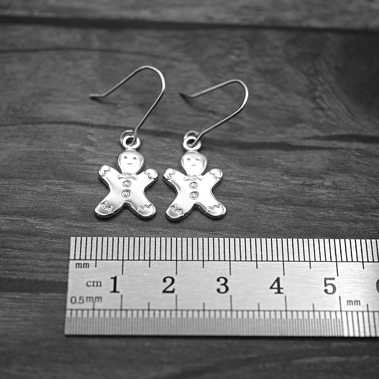 Gingerbread Earrings - Handmade Sterling Silver Christmas Earrings