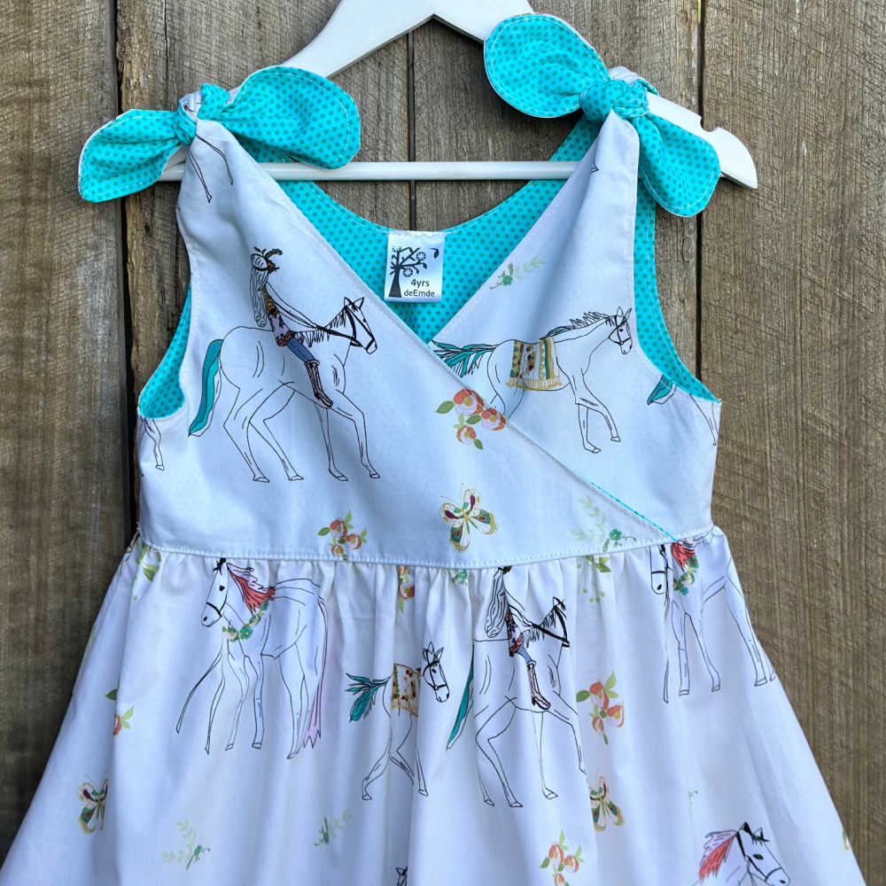 Girls BoHo Style Horse Print Dress – Size 4–5 - Free Scrunchie