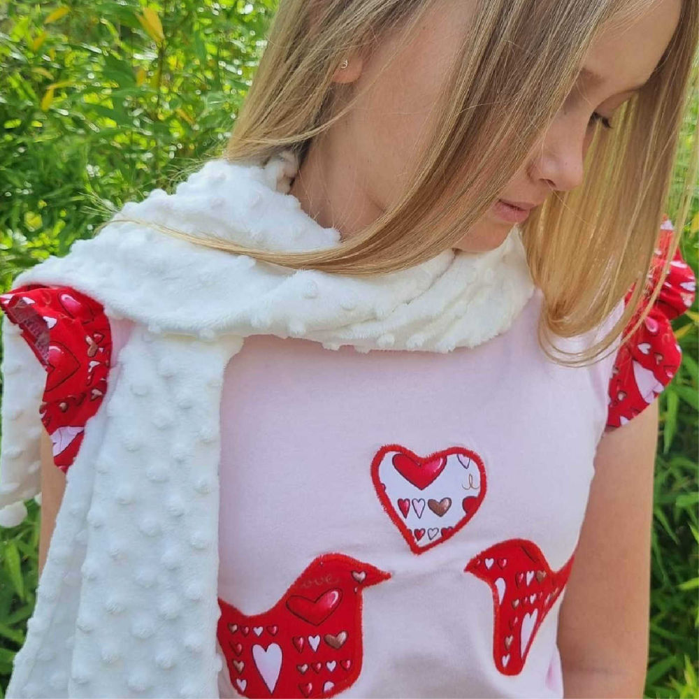 Girls' Minky Dot Scarf - Pastel Pink, Brown or White