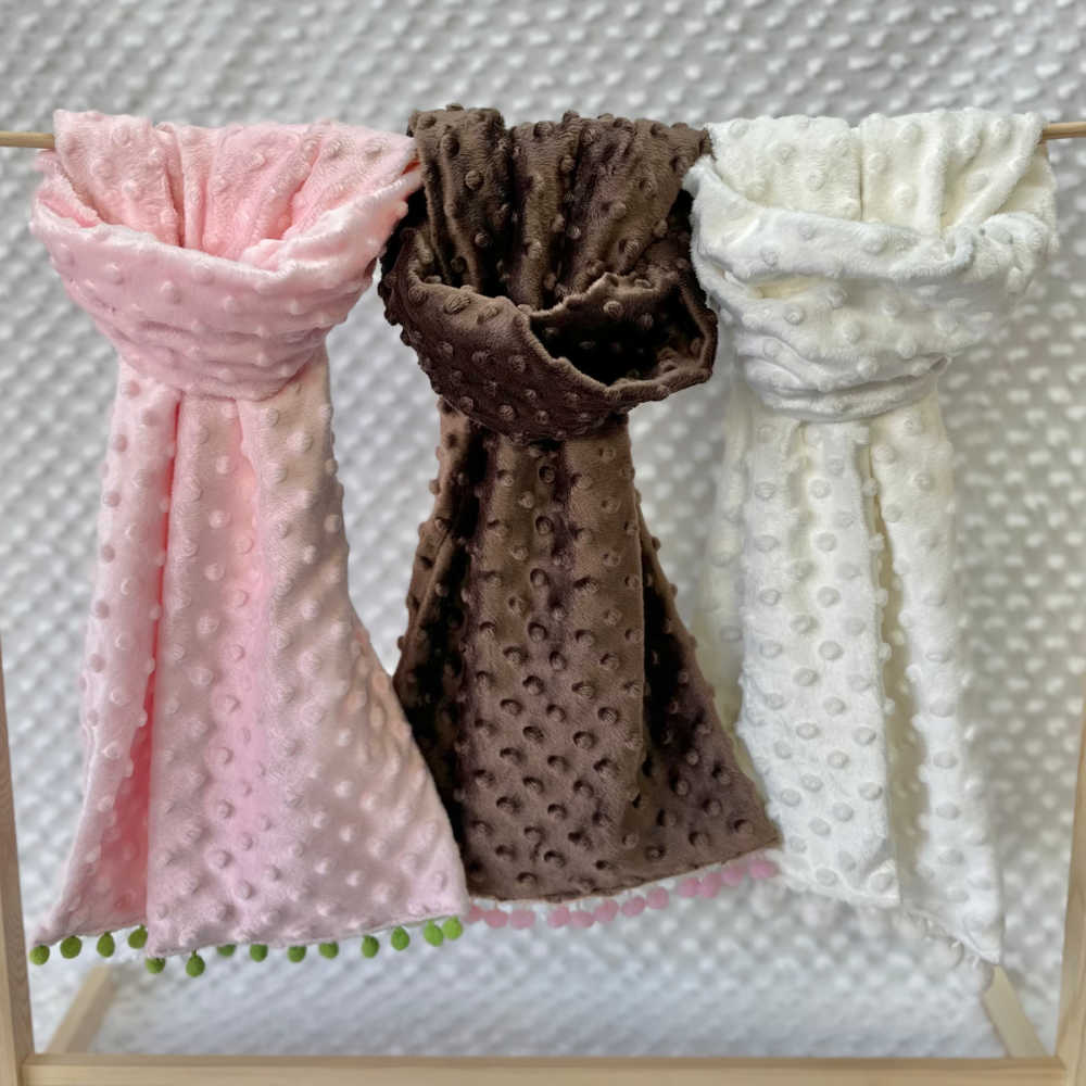 Girls' Minky Dot Scarf - Pastel Pink, Brown or White