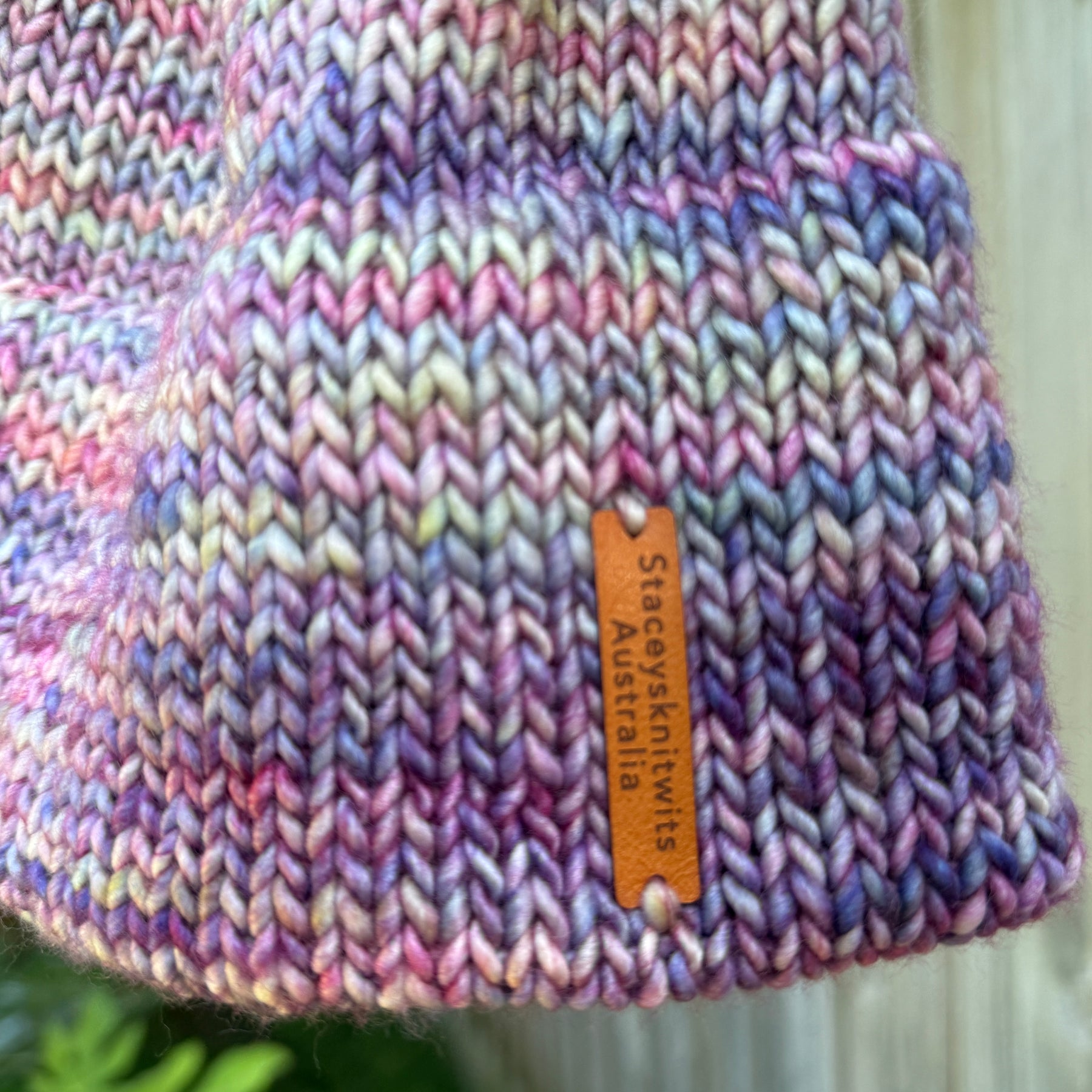 Hand knitted double brim merino beanie, rainbow flecked super warm ladies beanie