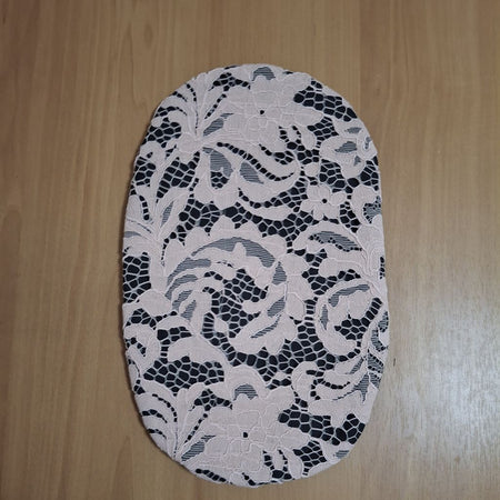 ) STOMA BAG COVER LARGE NUDE LACE/BLACK Suitable for Ileostomy, Colostomy, Urostomy