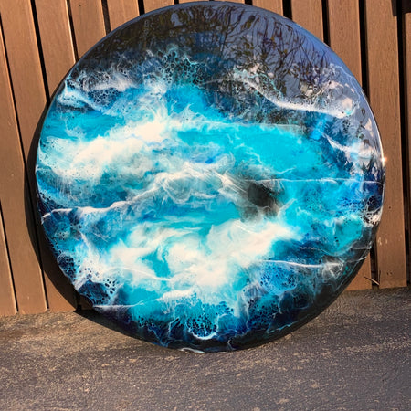 Lazy Susan | serving board | ocean waves | charcuterie board