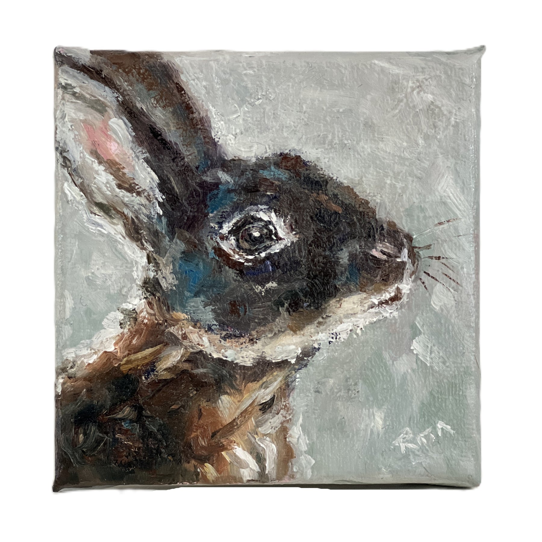 Little Black Rabbit – Original Miniature Bunny Painting