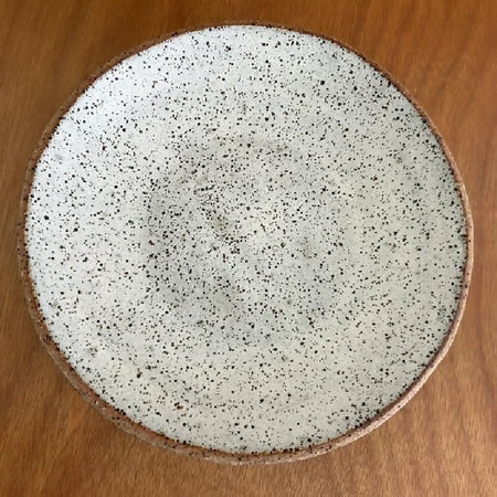 Large white speckled pottery serving bowl
