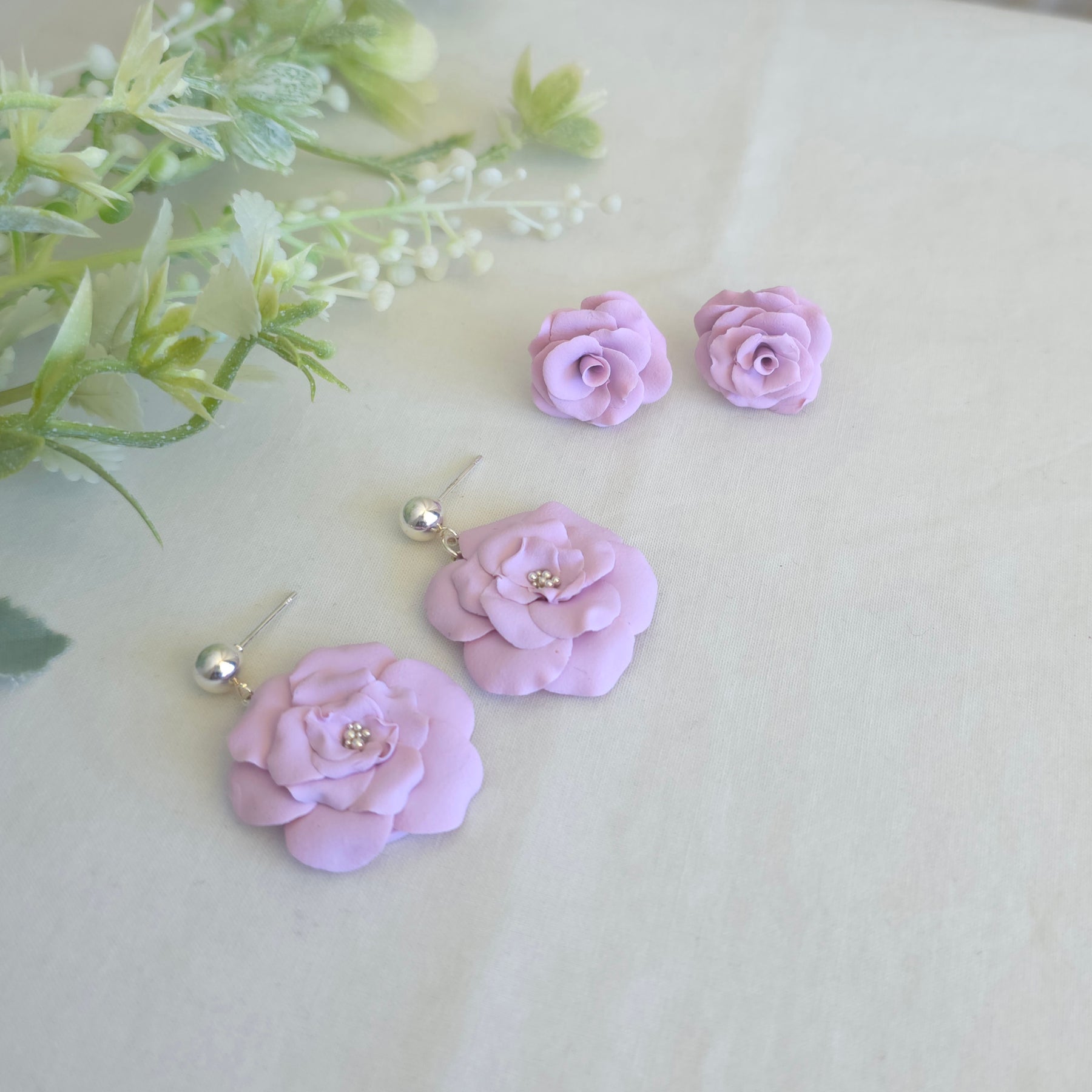 Blush Rose Polymer Clay Earrings | Handmade Floral Studs & Dangles | Romantic Flower Jewellery | Gift for Her