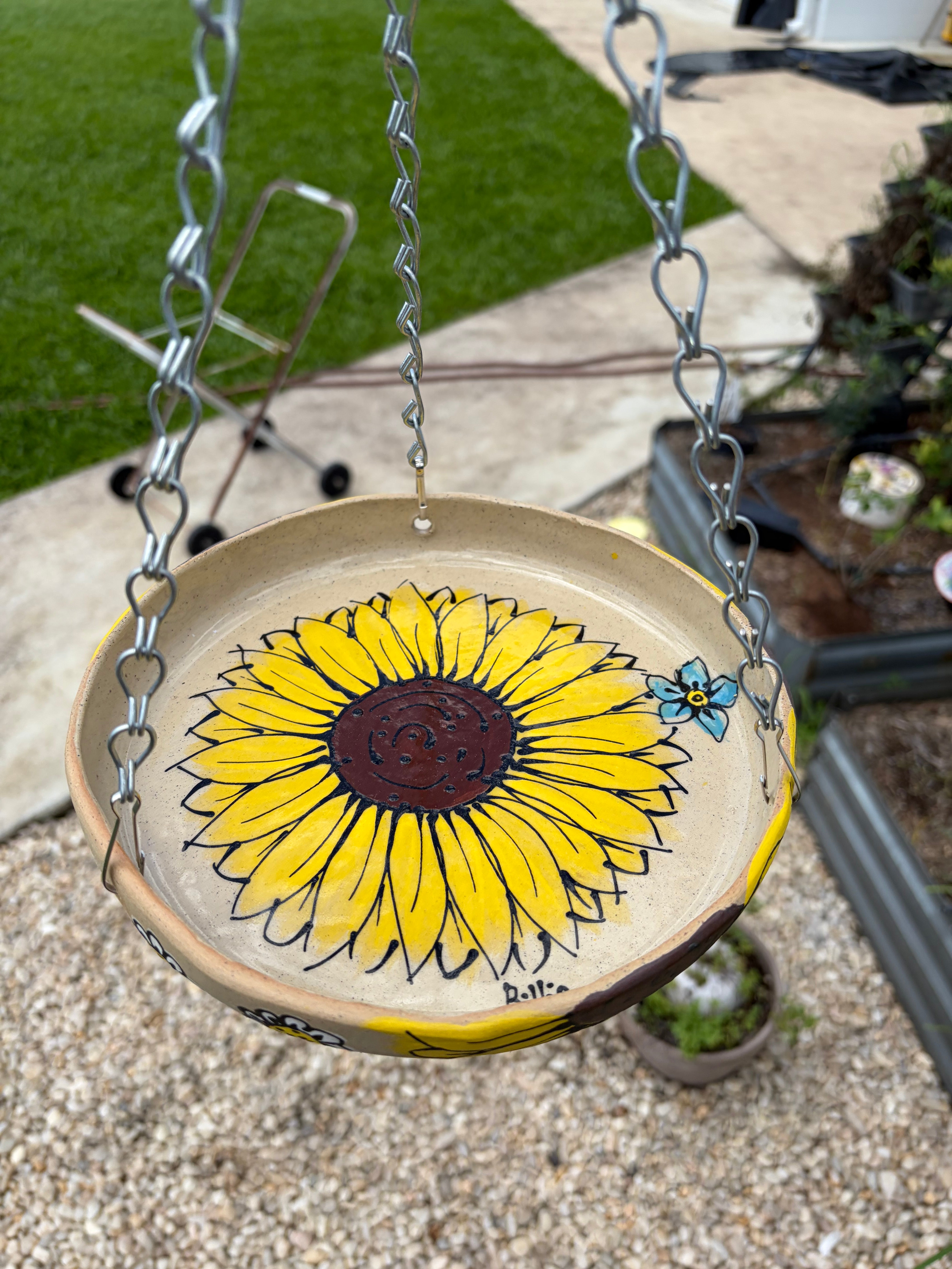 Hand Painted Ceramic Bird Feeder